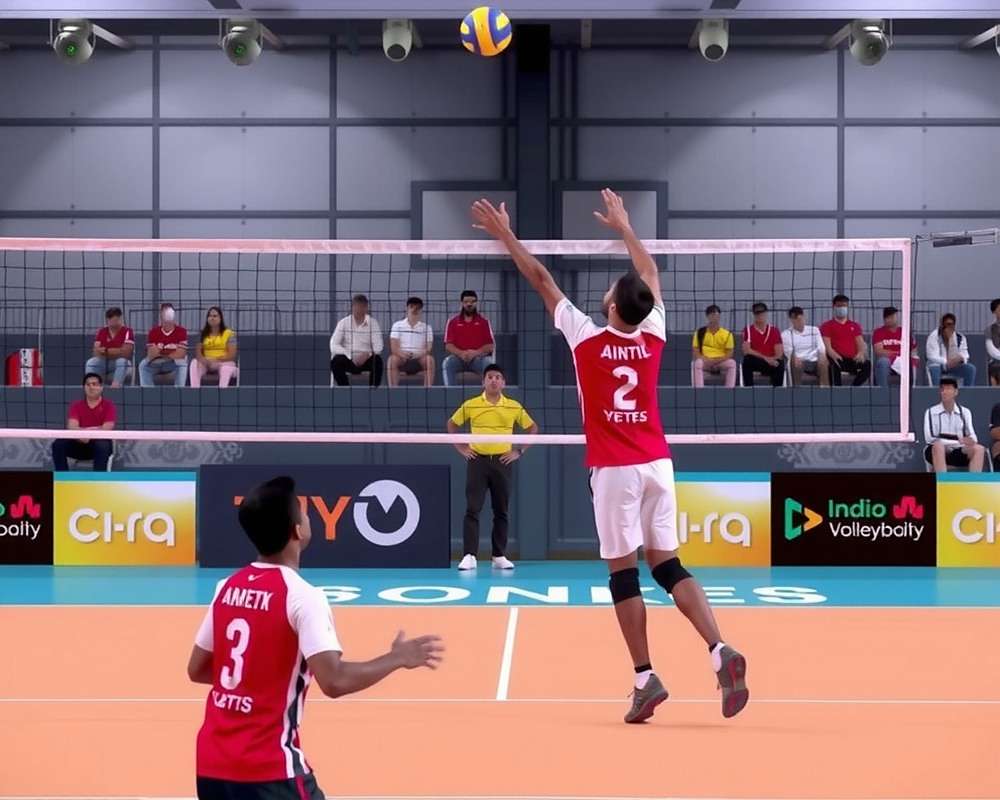 Indo-Volleyball Premier League Realistic Gameplay Indo-Volleyball Premier League gameplay showing a player preparing to spike