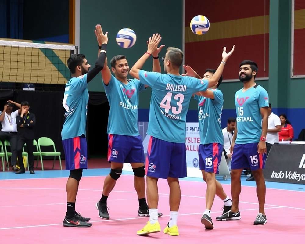 Ahmedabad Aces - Indo-Volleyball Premier League Ahmedabad Aces players in teal uniforms